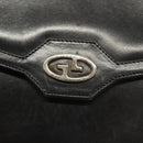 GUCCI Chain Shoulder Bag Leather Black Gold Auth ep9431-9