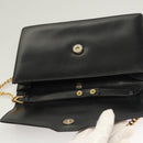 GUCCI Chain Shoulder Bag Leather Black Gold Auth ep9431-10