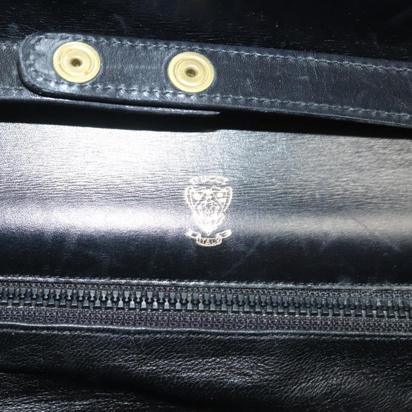 GUCCI Chain Shoulder Bag Leather Black Gold Auth ep9431