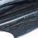 GUCCI Chain Shoulder Bag Leather Black Gold Auth ep9431-11