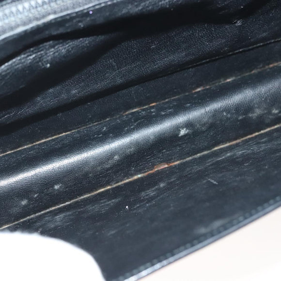 GUCCI Chain Shoulder Bag Leather Black Gold Auth ep9431