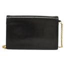 GUCCI Chain Shoulder Bag Leather Black Gold Auth ep9431-2