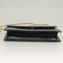 GUCCI Chain Shoulder Bag Leather Black Gold Auth ep9431-5