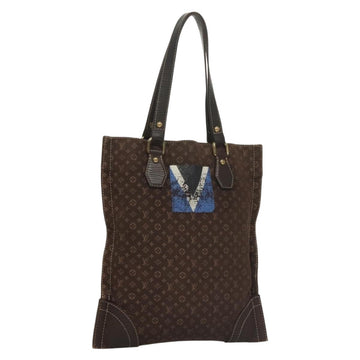LOUIS VUITTON Monogram Mini Lin Tangier Tote Bag Brown Ebene M40023 Auth ep9437