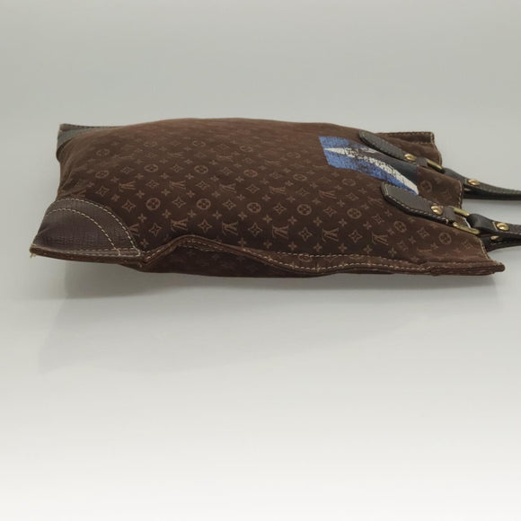 LOUIS VUITTON Monogram Mini Lin Tangier Tote Bag Brown Ebene M40023 Auth ep9437