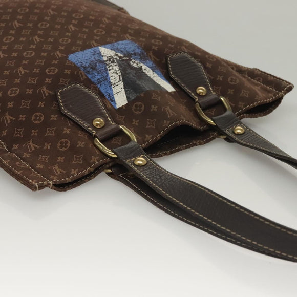 LOUIS VUITTON Monogram Mini Lin Tangier Tote Bag Brown Ebene M40023 Auth ep9437