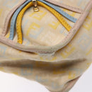 FENDI Zucchino Canvas Shoulder Bag Beige Gold Auth ep9438-8