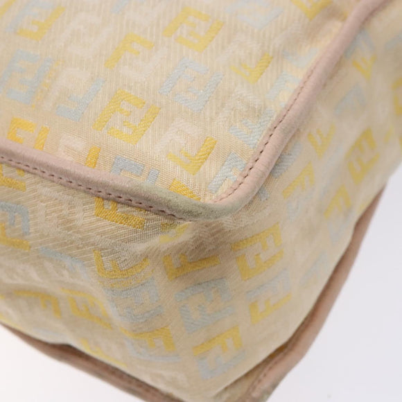 FENDI Zucchino Canvas Shoulder Bag Beige Gold Auth ep9438