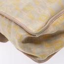 FENDI Zucchino Canvas Shoulder Bag Beige Gold Auth ep9438-13