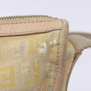 FENDI Zucchino Canvas Shoulder Bag Beige Gold Auth ep9438-15