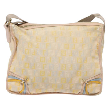 FENDI Zucchino Canvas Shoulder Bag Beige Gold Auth ep9438 - 0