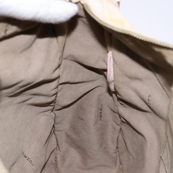 FENDI Zucchino Canvas Shoulder Bag Beige Gold Auth ep9438