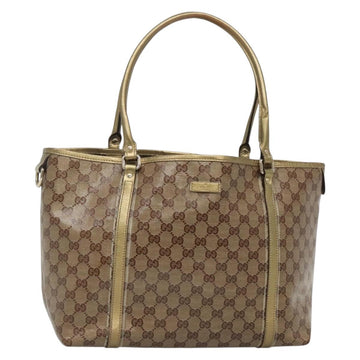 GUCCI GG Crystal Tote Bag Coated Canvas Beige Gold 197953 Auth ep9440