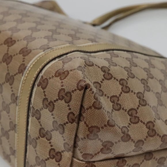 GUCCI GG Crystal Tote Bag Coated Canvas Beige Gold 197953 Auth ep9440