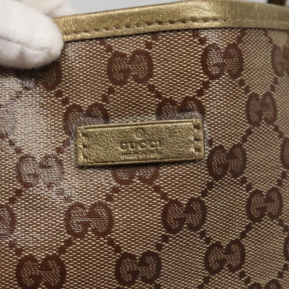 GUCCI GG Crystal Tote Bag Coated Canvas Beige Gold 197953 Auth ep9440