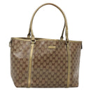 GUCCI GG Crystal Tote Bag Coated Canvas Beige Gold 197953 Auth ep9440-1