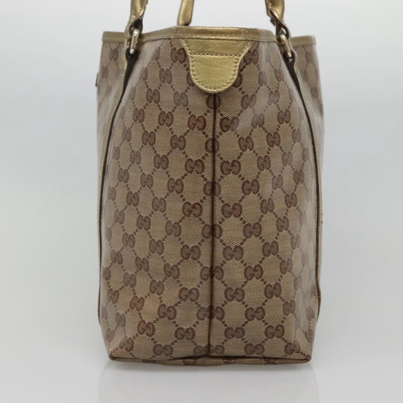 GUCCI GG Crystal Tote Bag Coated Canvas Beige Gold 197953 Auth ep9440