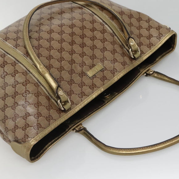 GUCCI GG Crystal Tote Bag Coated Canvas Beige Gold 197953 Auth ep9440