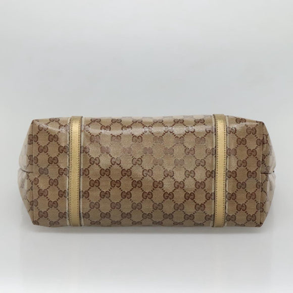 GUCCI GG Crystal Tote Bag Coated Canvas Beige Gold 197953 Auth ep9440