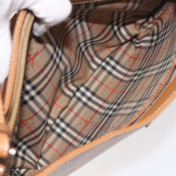 BURBERRY Shoulder Bag Leather Brown Gold Auth ep9447