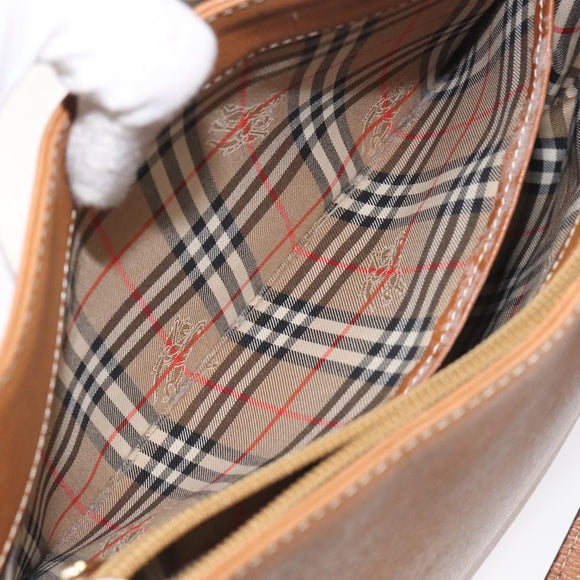 BURBERRY Shoulder Bag Leather Brown Gold Auth ep9447
