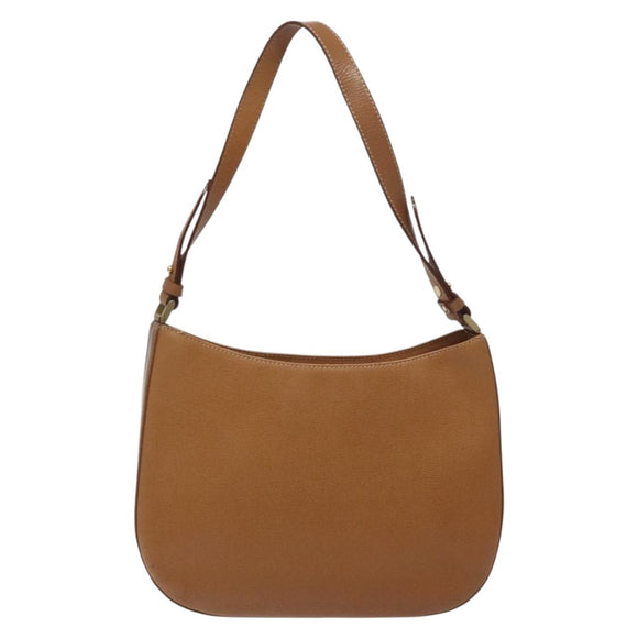 BURBERRY Shoulder Bag Leather Brown Gold Auth ep9447