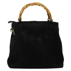 GUCCI Bamboo Hand Bag Suede 2way Black Gold 002 2058 0508 0 Auth ep9453 - 0