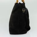 GUCCI Bamboo Hand Bag Suede 2way Black Gold 002 2058 0508 0 Auth ep9453-3