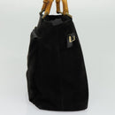 GUCCI Bamboo Hand Bag Suede 2way Black Gold 002 2058 0508 0 Auth ep9453-4