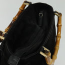 GUCCI Bamboo Hand Bag Suede 2way Black Gold 002 2058 0508 0 Auth ep9453-6