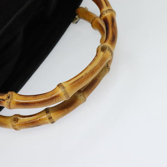 GUCCI Bamboo Hand Bag Suede 2way Black Gold 002 2058 0508 0 Auth ep9453