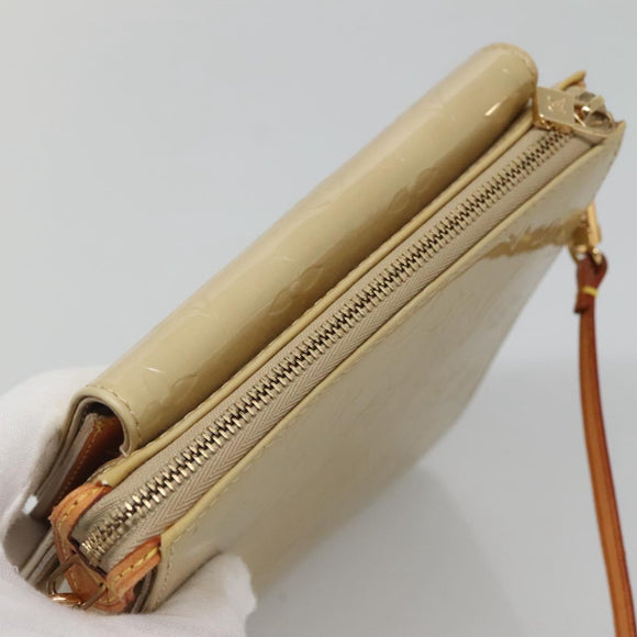LOUIS VUITTON Monogram Vernis Motto Accessory Pouch Beige M91136 LV Auth ep9462