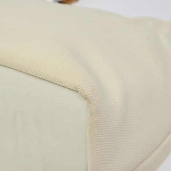 GUCCI Bamboo Hand Bag Nylon White Gold 000 1956 0531 Auth ep9465