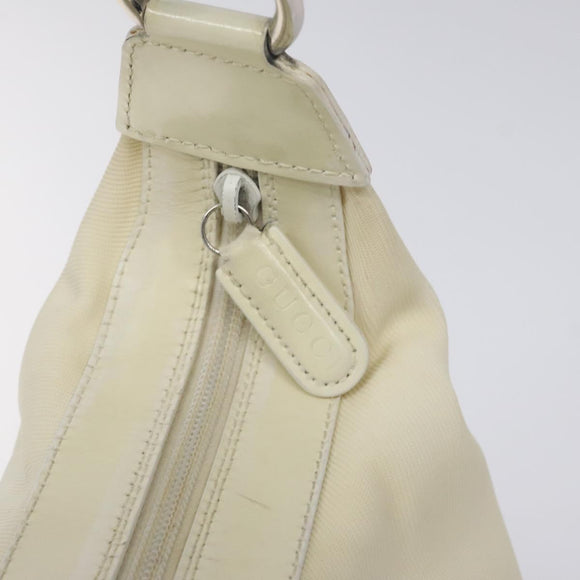 GUCCI Bamboo Hand Bag Nylon White Gold 000 1956 0531 Auth ep9465