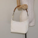 GUCCI Bamboo Hand Bag Nylon White Gold 000 1956 0531 Auth ep9465-21