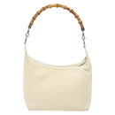 GUCCI Bamboo Hand Bag Nylon White Gold 000 1956 0531 Auth ep9465-2