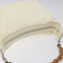 GUCCI Bamboo Hand Bag Nylon White Gold 000 1956 0531 Auth ep9465-6