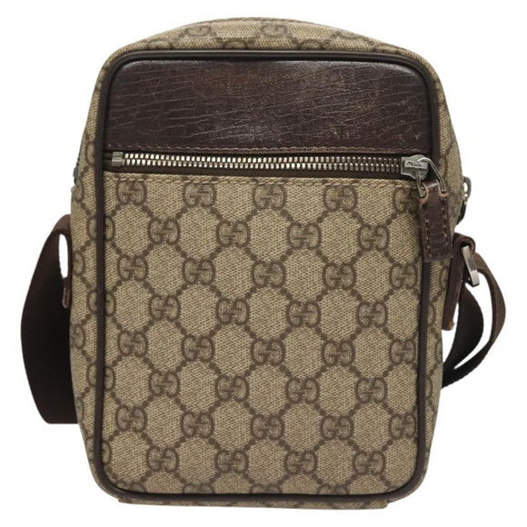 GUCCI GG Supreme Shoulder Bag PVC Beige Silver 101680 Auth ep9473