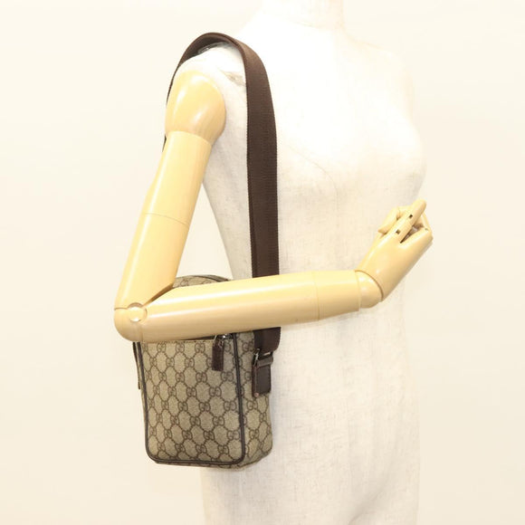 GUCCI GG Supreme Shoulder Bag PVC Beige Silver 101680 Auth ep9473