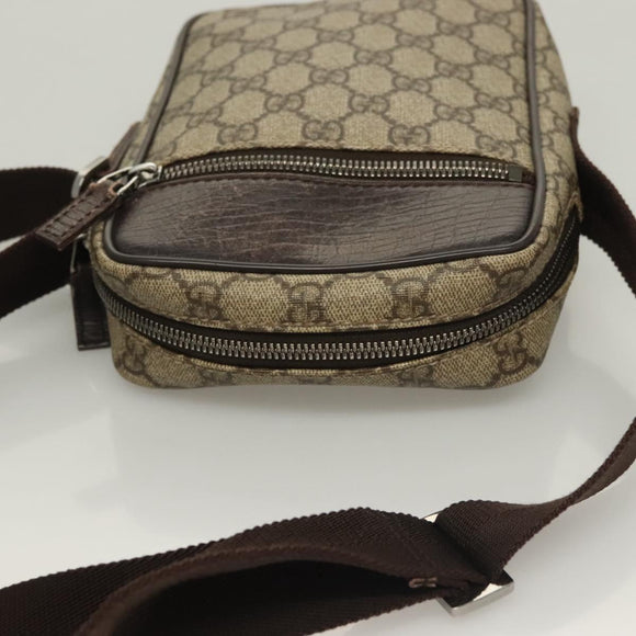 GUCCI GG Supreme Shoulder Bag PVC Beige Silver 101680 Auth ep9473