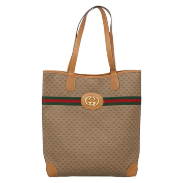 GUCCI Micro GG Supreme Web Sherry Line Bag PVC Beige Gold Auth ep9489 - 0