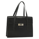 Burberrys Hand Bag Leather Black Silver Auth ep9512-1