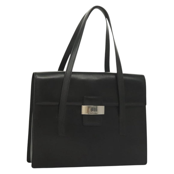 Burberrys Hand Bag Leather Black Silver Auth ep9512