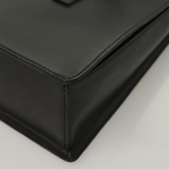 Burberrys Hand Bag Leather Black Silver Auth ep9512