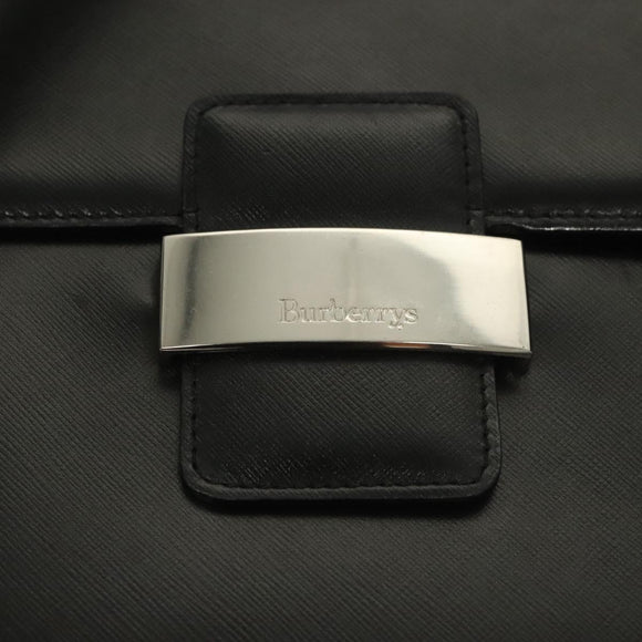 Burberrys Hand Bag Leather Black Silver Auth ep9512
