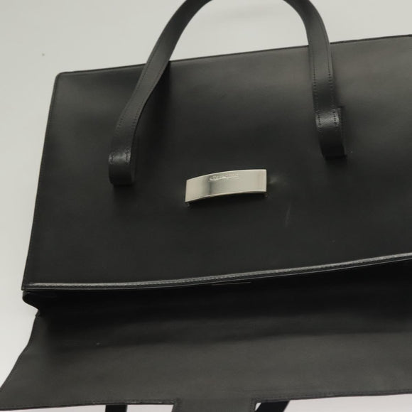 Burberrys Hand Bag Leather Black Silver Auth ep9512