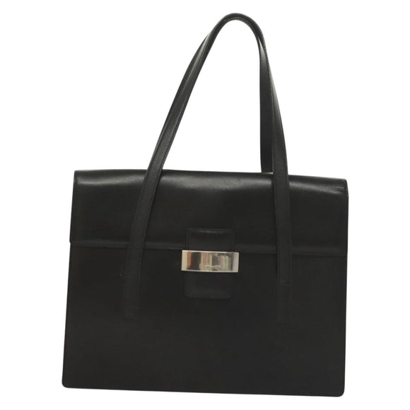 Burberrys Hand Bag Leather Black Silver Auth ep9512