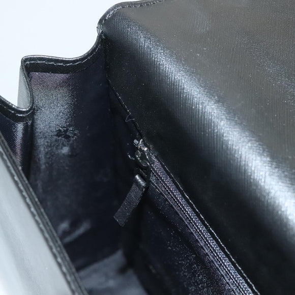 Burberrys Hand Bag Leather Black Silver Auth ep9512
