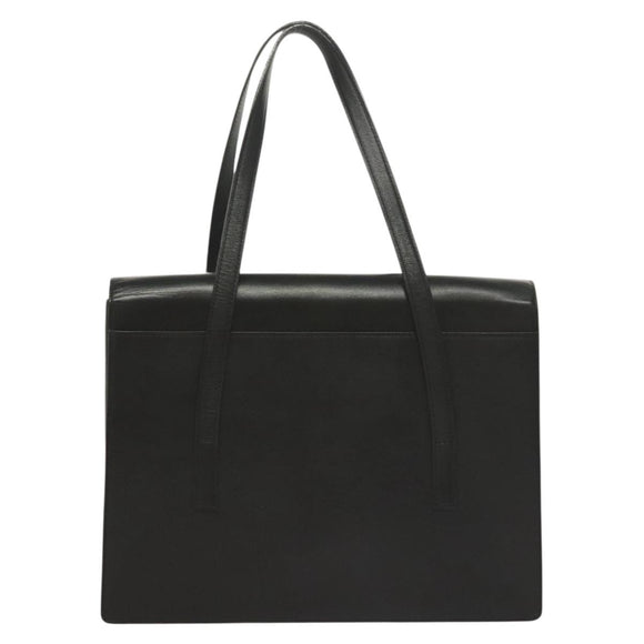 Burberrys Hand Bag Leather Black Silver Auth ep9512