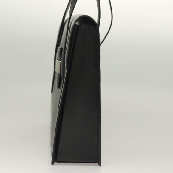 Burberrys Hand Bag Leather Black Silver Auth ep9512